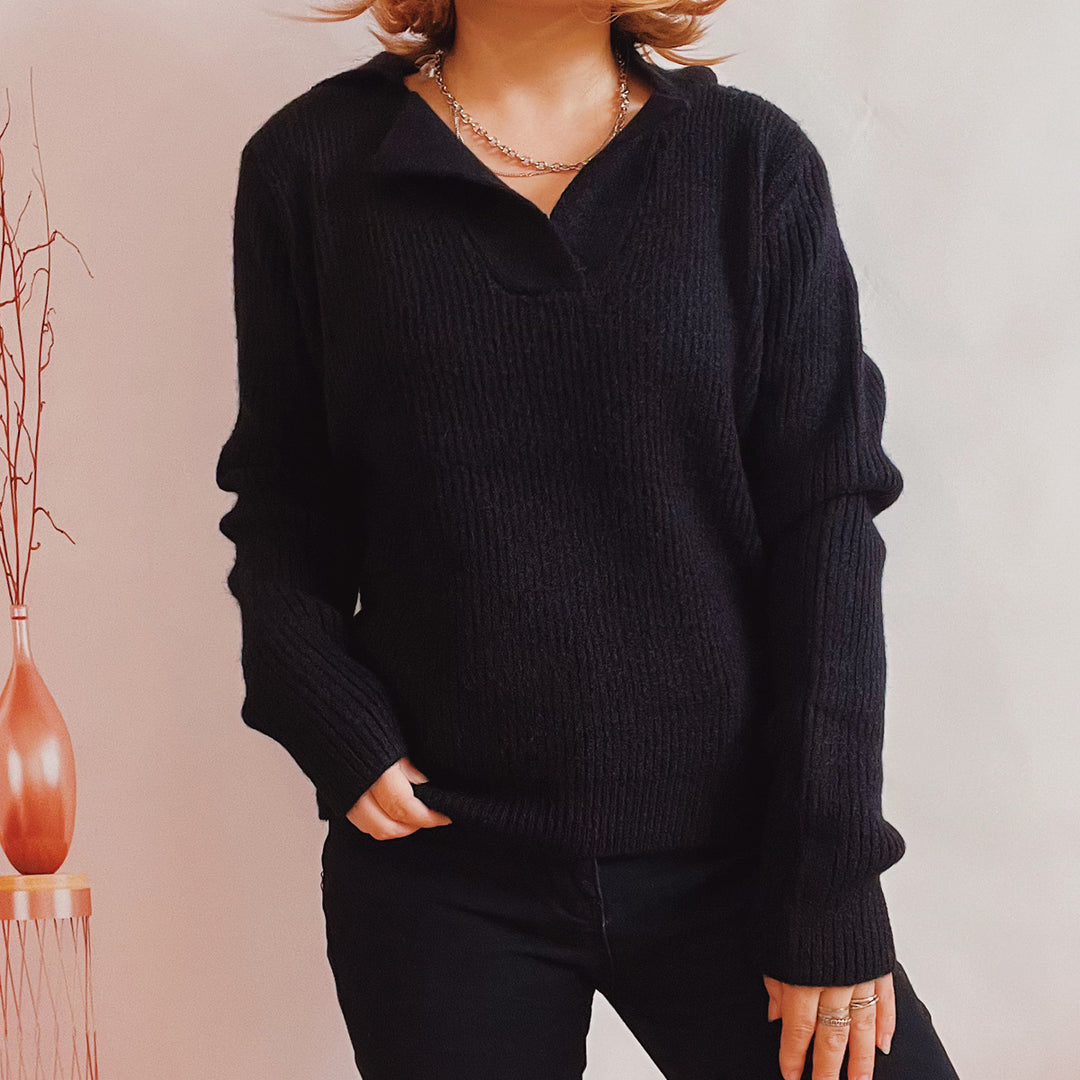 Damen lässiger Pullover mit modernem Rippdesign Drune
