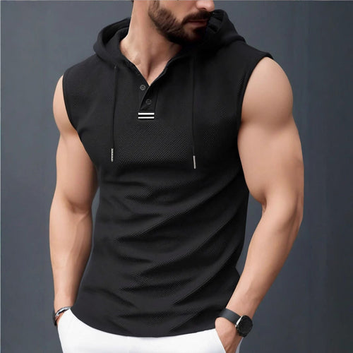Herren ärmelloses Hoodie-Shirt mit strukturierter Oberfläche Drune