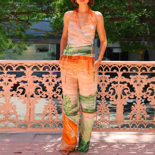 Damen Wickel-Jumpsuit mit floralem Design und elastischem Gummizug Drune