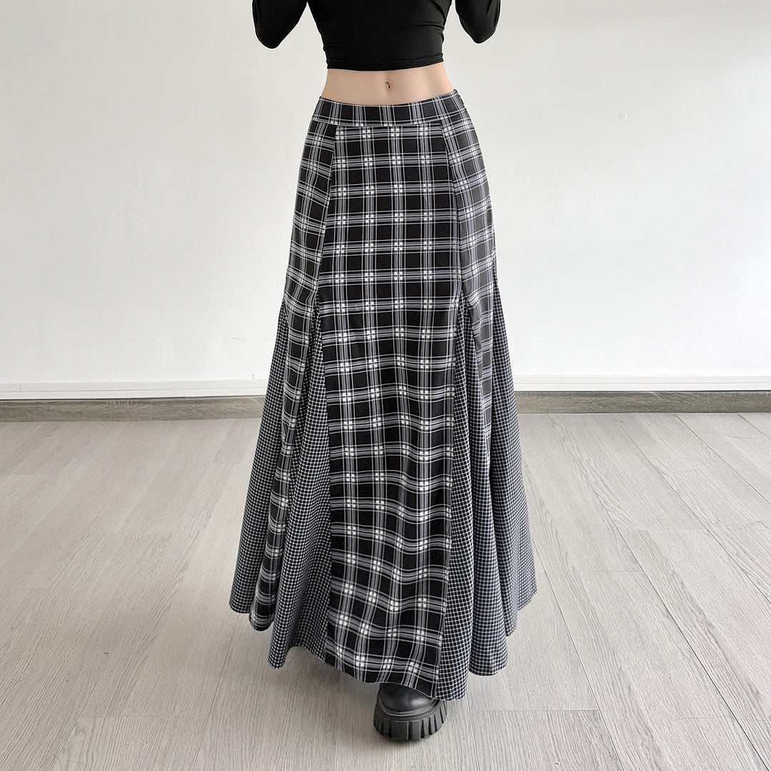 Damen Maxirock mit modernem Karomuster und eleganter Schlitzgestaltung Drune