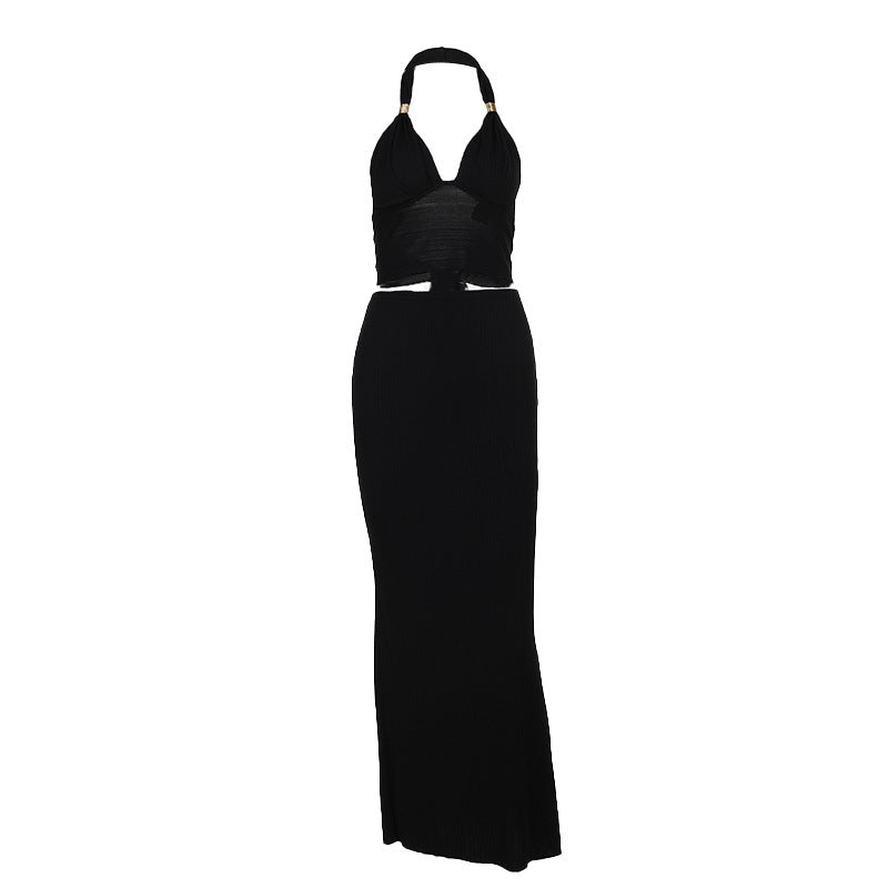 Damen Crop Top mit tiefem V-Ausschnitt und raffinierten Trägern Drune
