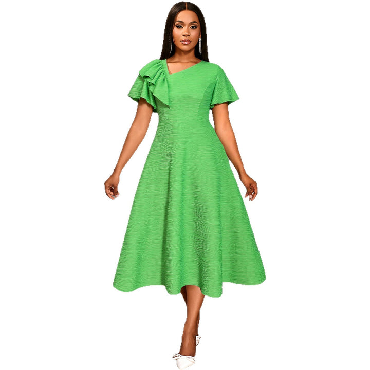 Damen Elegantes Midikleid mit asymmetrischem Rüschendetail Drune