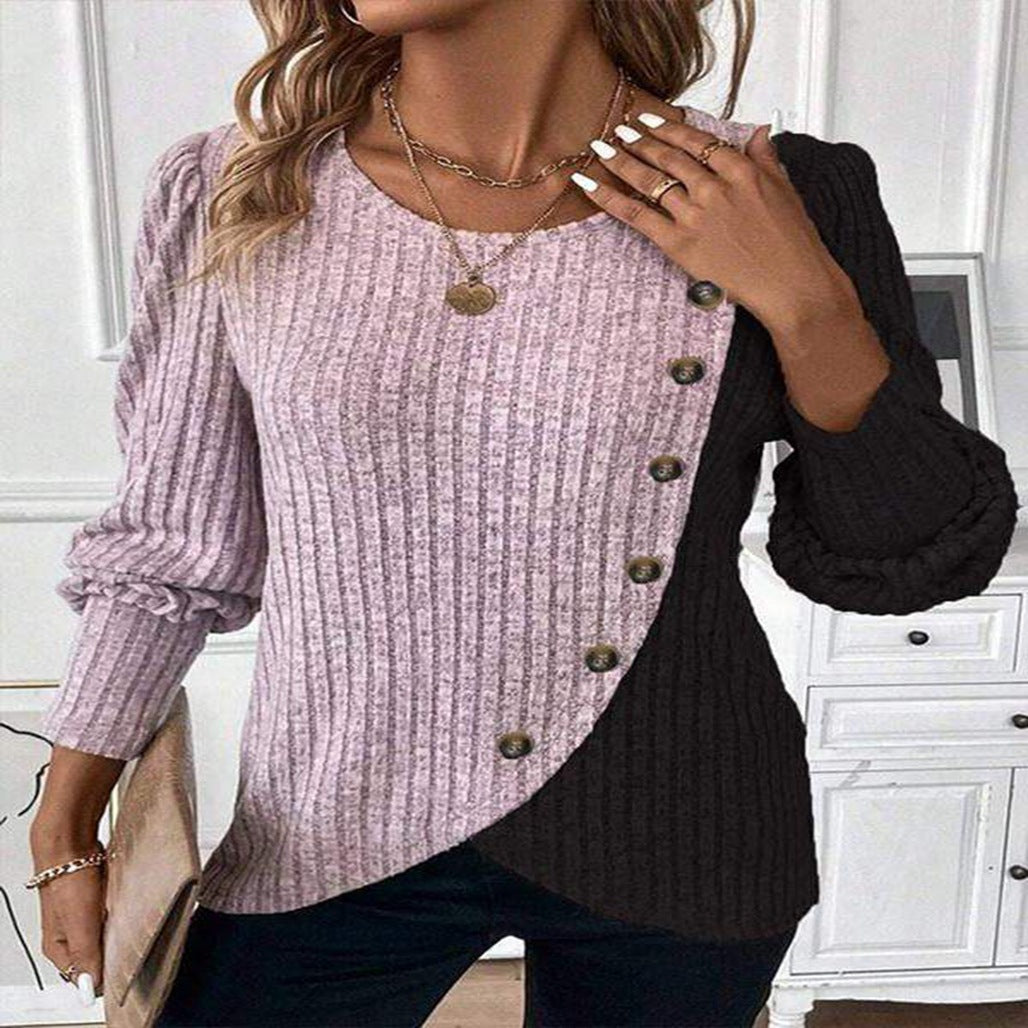 Damen Pullover mit asymmetrischem Schnitt und Knopfdetails Drune