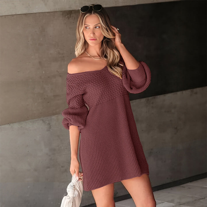 Damen Strickkleid mit voluminösen Ärmeln und modernem Schnitt Drune