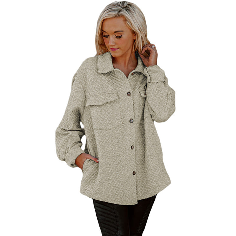 Damen lässige Jacke mit strukturiertem Design und praktischen Taschen Drune