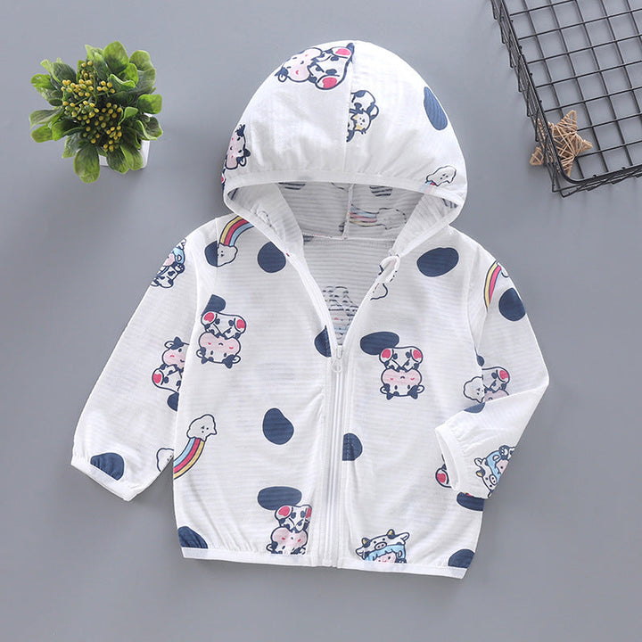 Unisex nan leichte Kapuzenjacke für Kleinkinder mit süßem Tierprint und Reißverschluss  Drune