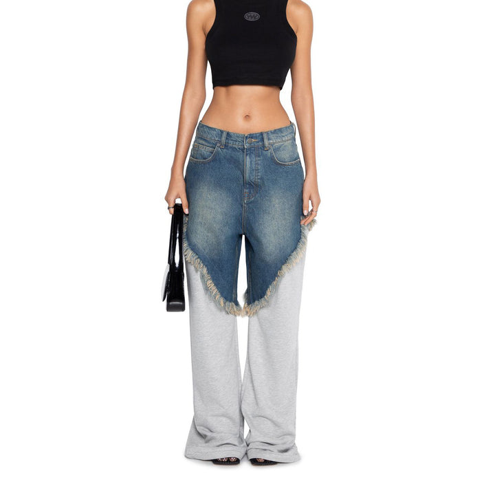 Damen Oversized Jeans mit einzigartigen Fransen-Details und modernem Schnitt Drune