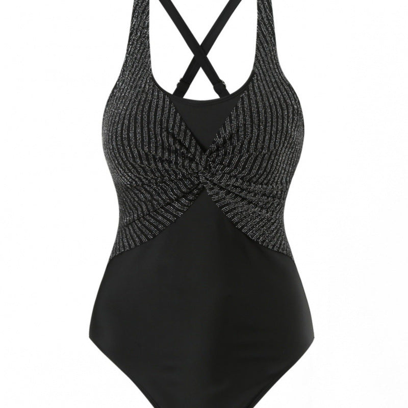 Damen Einteiler Badeanzug mit elegantem Wickeldesign Drune