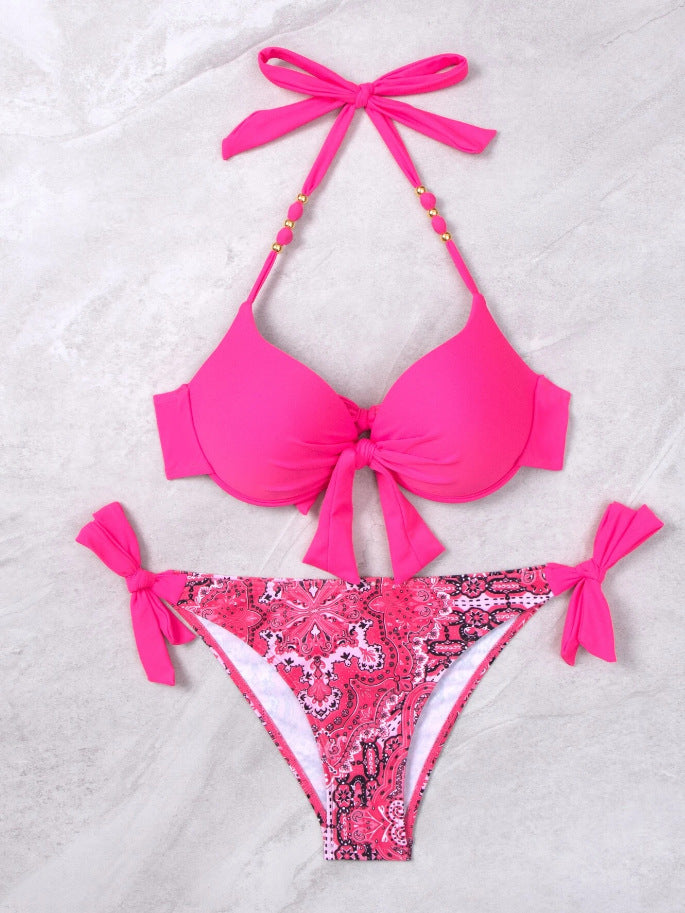 Damen Bikini-Set mit modischem Knoten und bunten Akzenten Drune