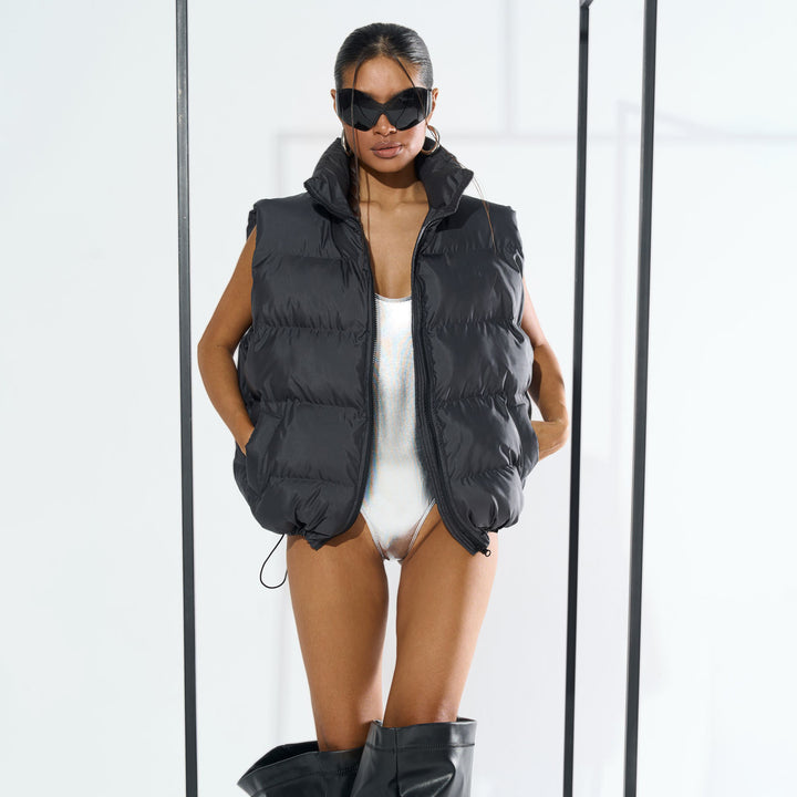 Damen Puffer-Weste mit hohem Kragen und trendy Schnitt Drune