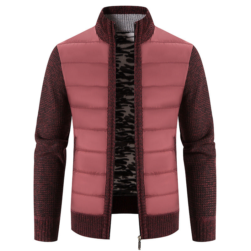 Herren nan Hybrid-Strick-Steppjacke mit wattierter Front, ergonomischen Strickärmeln und hohem Stehkragen Drune