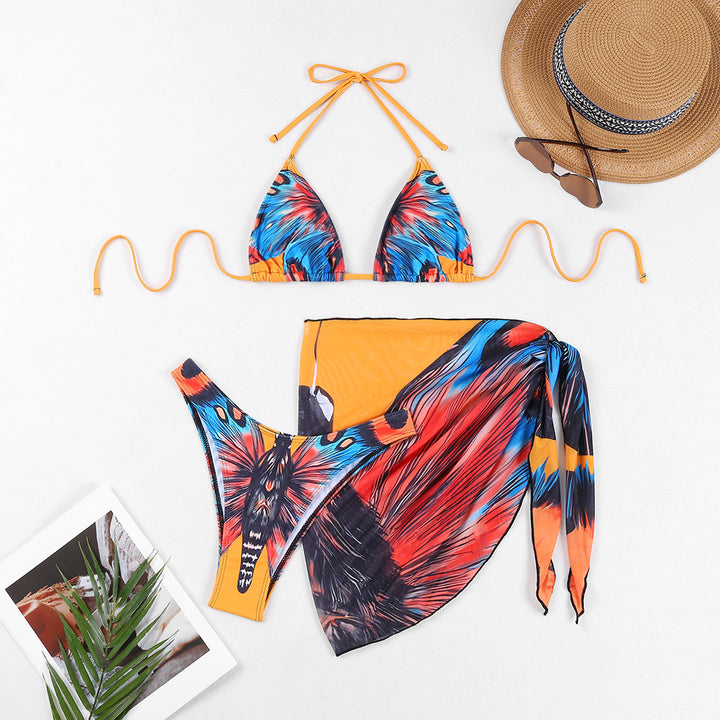 Damen Triangel-Bikini-Set mit schickem Wickelrock Drune