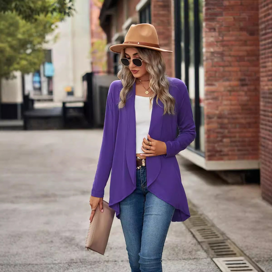 Damen Strickjacke mit asymmetrischem Saum und lässigem Schnitt Drune