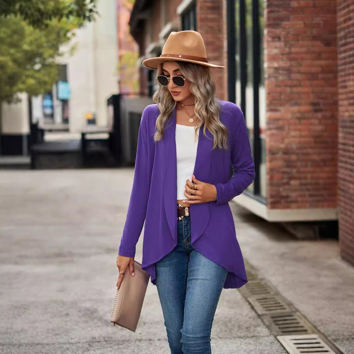 Damen Strickjacke mit asymmetrischem Saum und lässigem Schnitt Drune