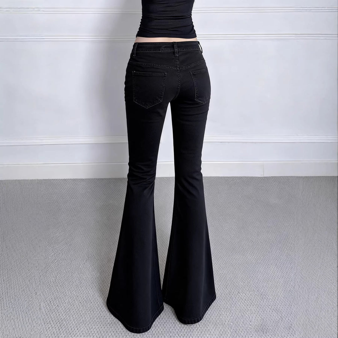 Damen Hochtaillierte Flared Jeans mit praktischen Taschen Drune