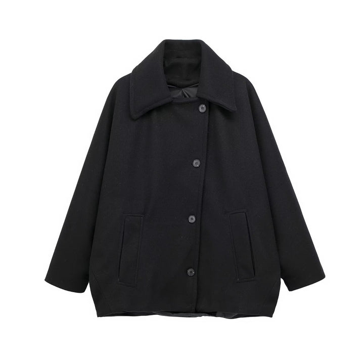 Drune | Wolle-Mischung Cape Mantel - Elegant & Schick - Minimalistischer Stil - Raffinierte Schichtung