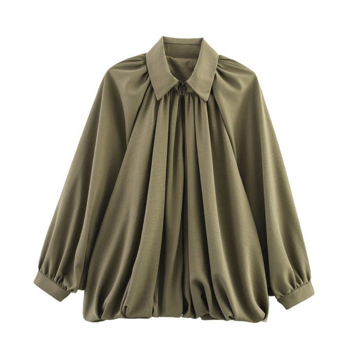 Damen Modische Bluse mit Volants und Reißverschluss Drune