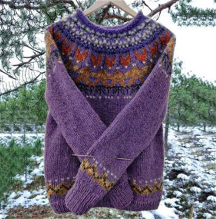 Damen nan Norwegerpullover aus Wollmix mit Rundhalsausschnitt und traditionellem Fair-Isle-Yoke Drune