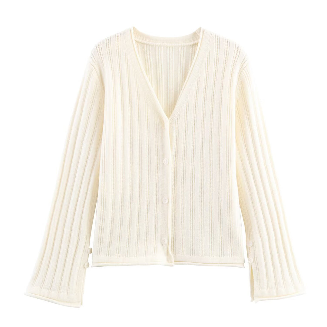 Damen Strickjacke mit Rippstruktur und eleganten Knopfdetails Drune