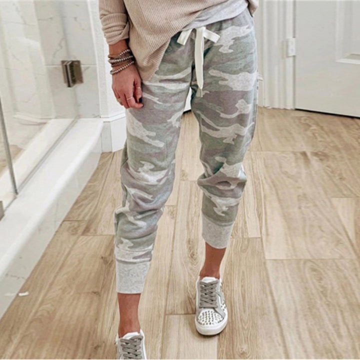Damen bequeme Camouflage Jogginghose mit elastischem Bund und Bündchen Drune