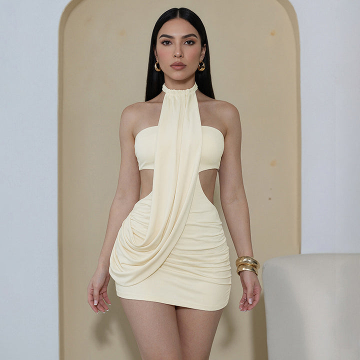 Damen Glamouröses Cut-Out Abendkleid mit Drapierung Drune