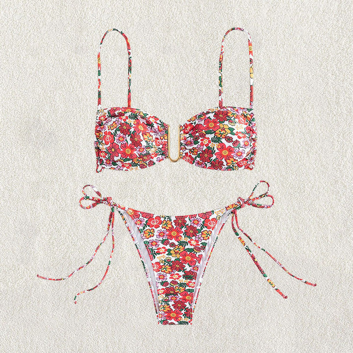 Damen Floral Push-Up-Bikini mit verstellbaren Trätern Drune