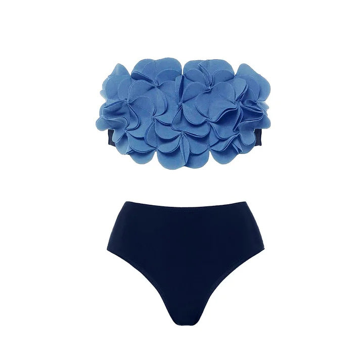 Damen Schwimmanzug mit asymmetrischem Schnitt und floralen Applikationen Drune
