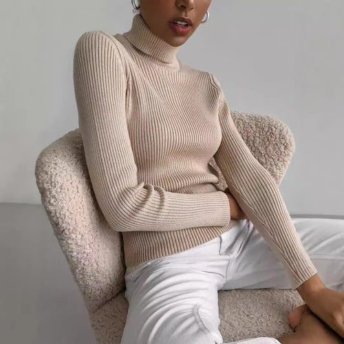 Damen Rollkragenpullover mit geripptem Design und lässigem Schnitt Drune