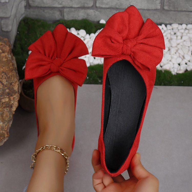 Damen nan spitze Ballerina-Slipper mit dekorativer Schleife und gepolstertem Komfortfußbett Drune
