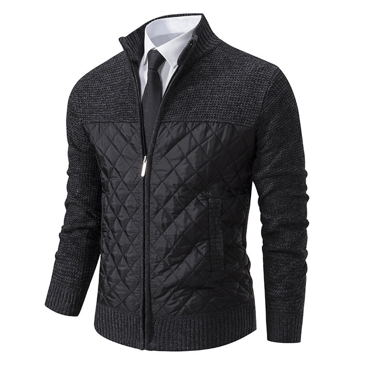 Herren nan gesteppte Hybrid-Strickjacke mit diamantsteppung, Stehkragen, isolierendem Thermofutter und Reißverschluss Drune
