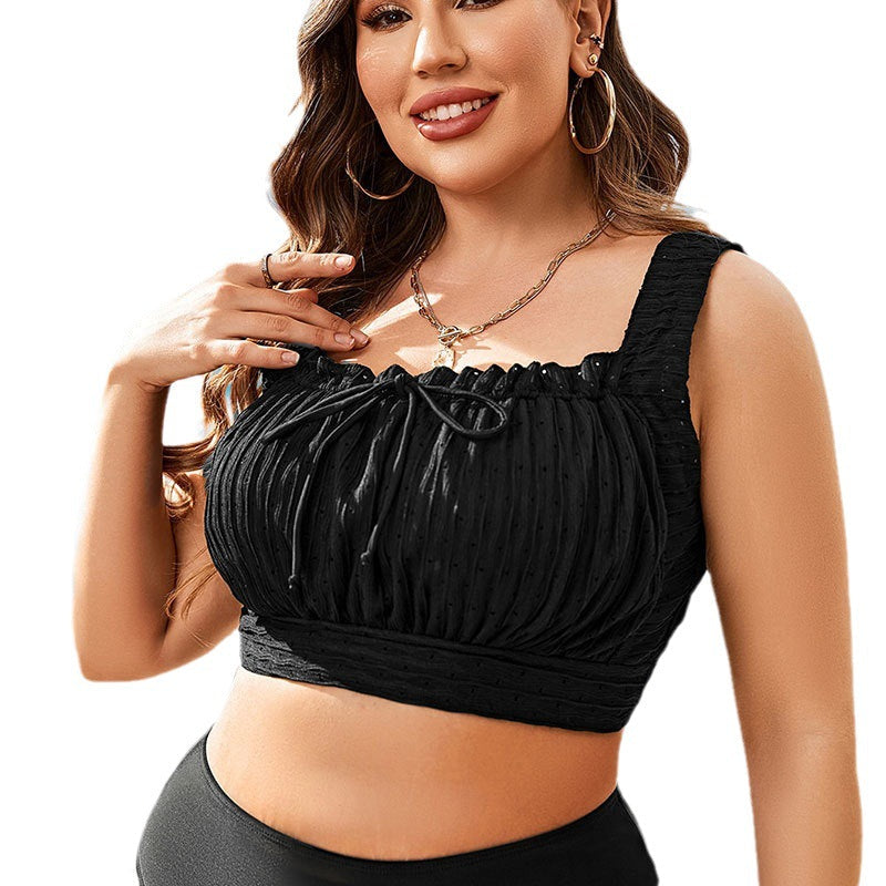 Damen Cropped Top Bikinioberteil mit modischen Rüschen Drune