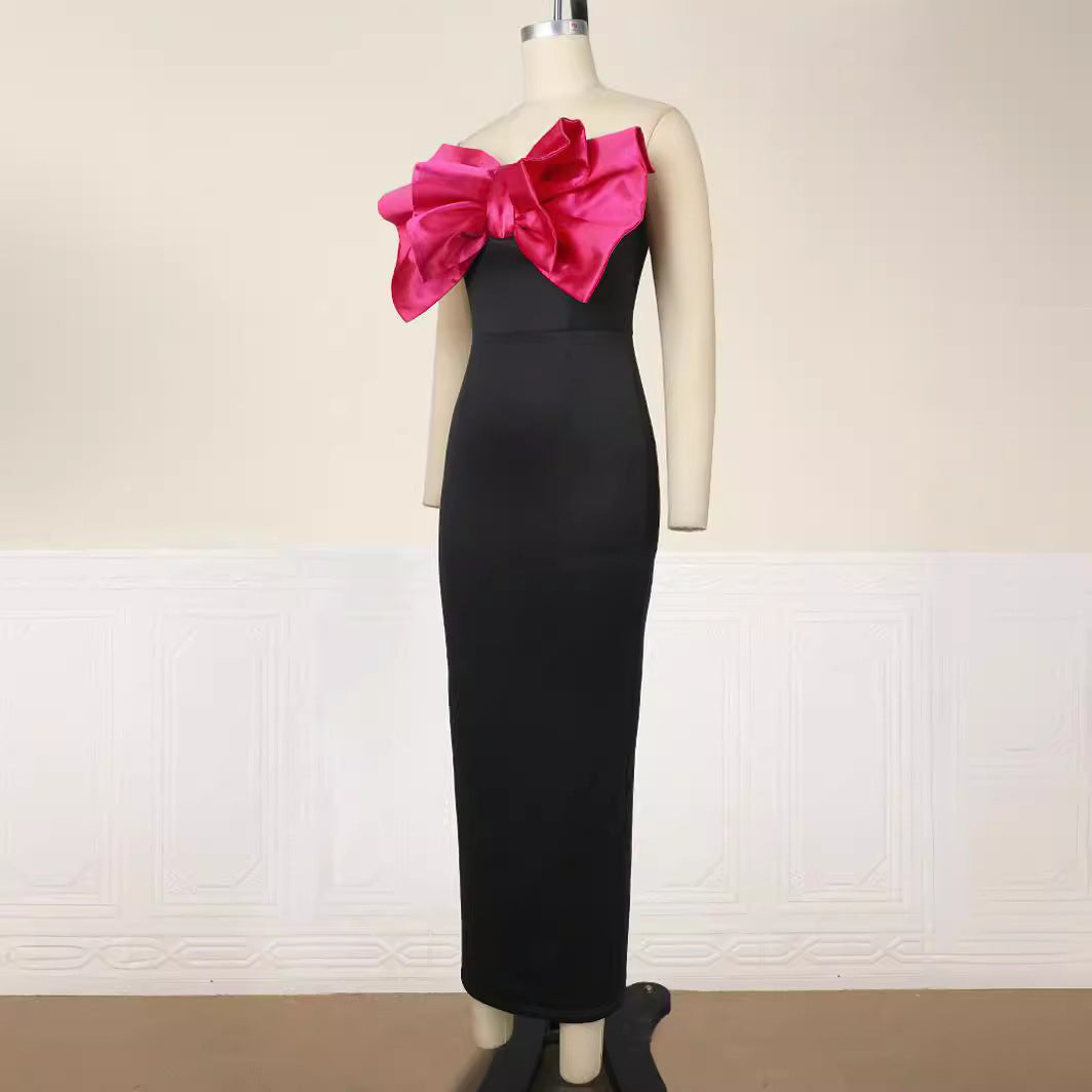 Damen Elegantes Maxikleid mit übergroßem Schleifen-Design Drune