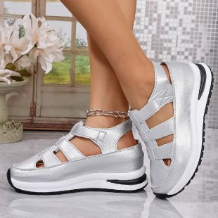 Damen bequeme Plattform-Sandalen mit atmungsaktiver Obermaterialstruktur und verstellbarem Riemendesign Drune