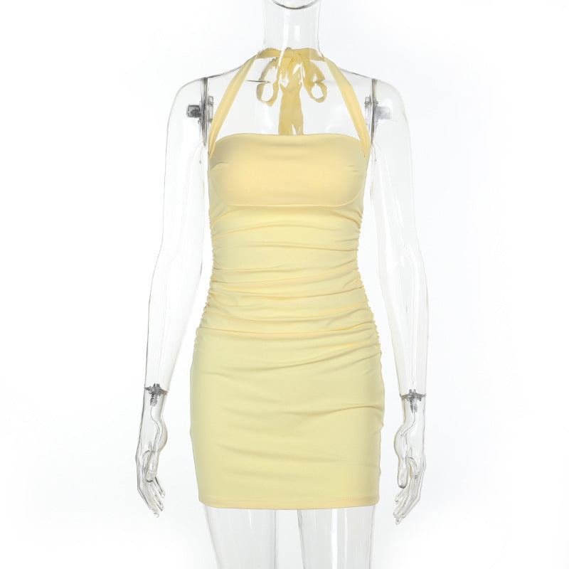 Damen figurbetontes Minikleid mit asymmetrischem Design und Rüschendetails Drune