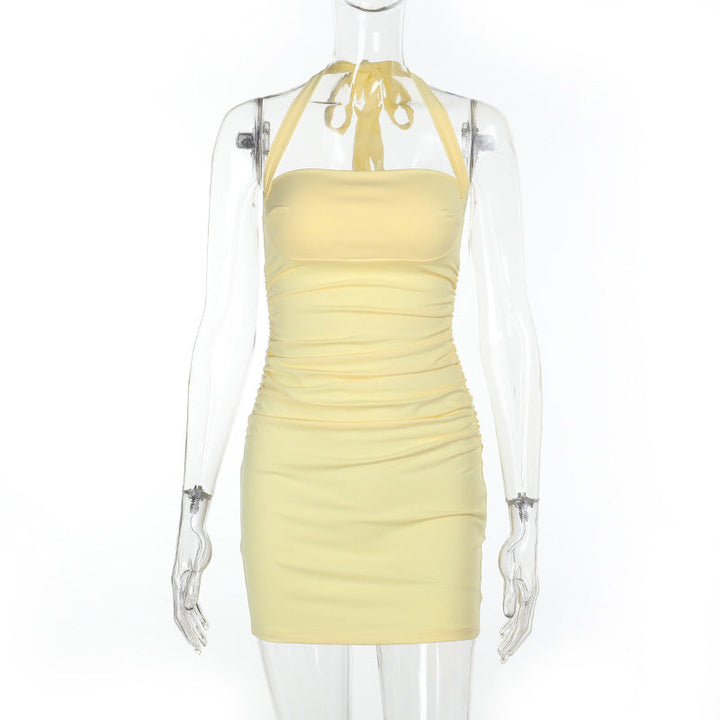 Damen figurbetontes Minikleid mit asymmetrischem Design und Rüschendetails Drune