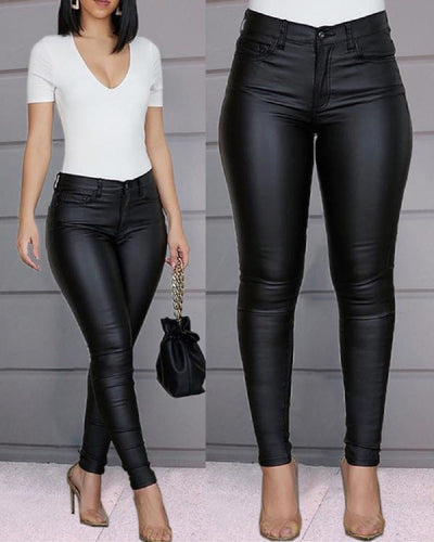 Damen Hochwertige Kunstleder-Hose im Skinny Fit Drune