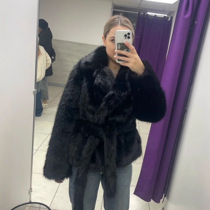 Damen Pelzapplikationsjacke Drune