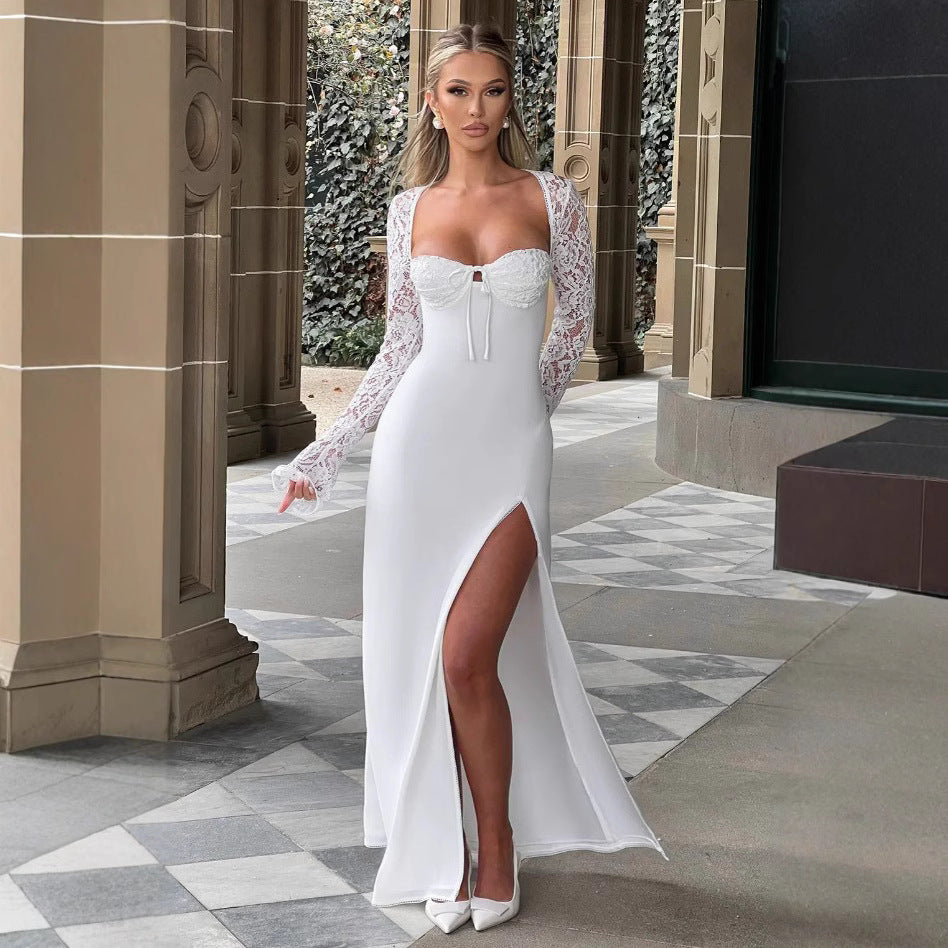 Damen Elegantes Maxi-Kleid mit raffiniertem Schnitt und schimmerndem Stoff Drune