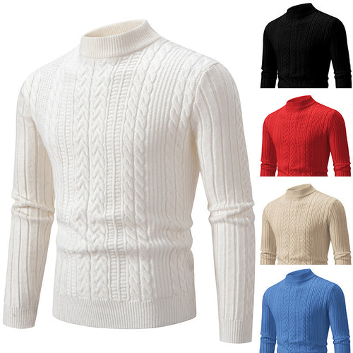 Herren eleganter Rollkragenpullover mit tiefem Zopfmuster und moderner Passform Drune