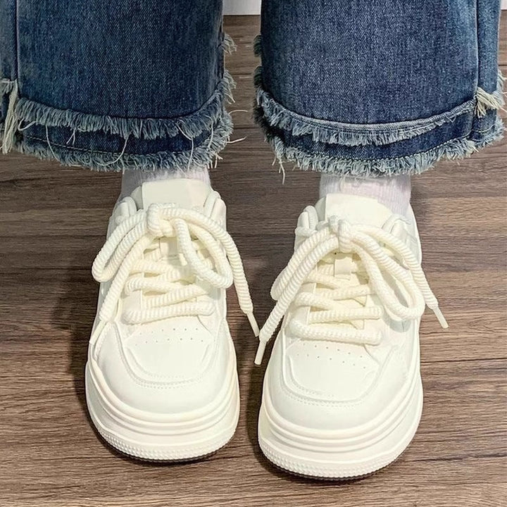 Damen Komfortable Plateau-Sneaker mit trendigem Design und dicker Sohle Drune