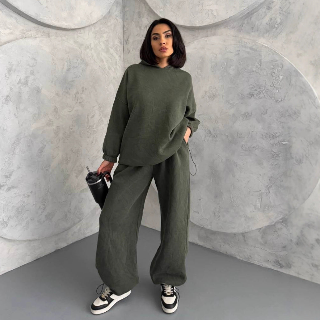 Damen lässiges Hoodie- und Hose-Set Drune
