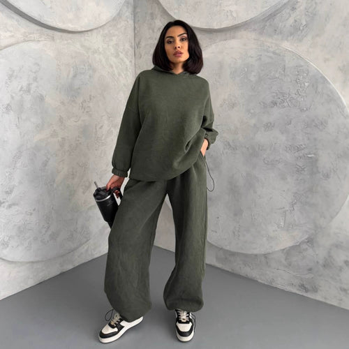 Damen lässiges Hoodie- und Hose-Set Drune
