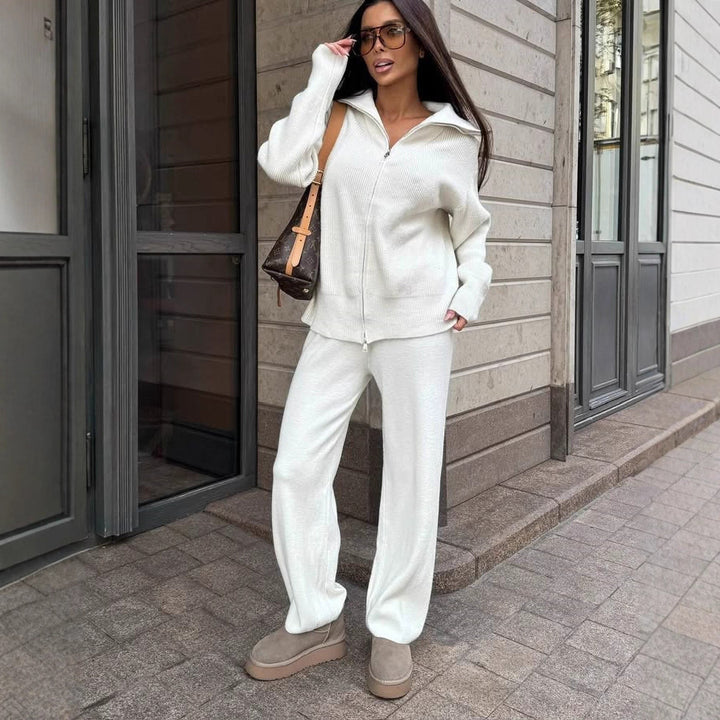 Damen Strickjacke mit hohem Kragen und Reißverschluss Drune