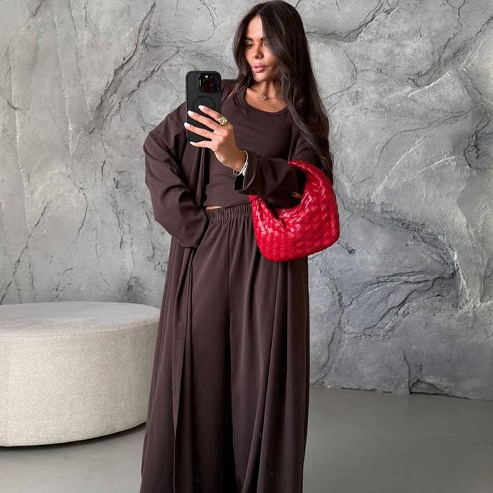 Damen Loungewear-Kombination mit weitem Schnitt und cropped Oberteil Drune
