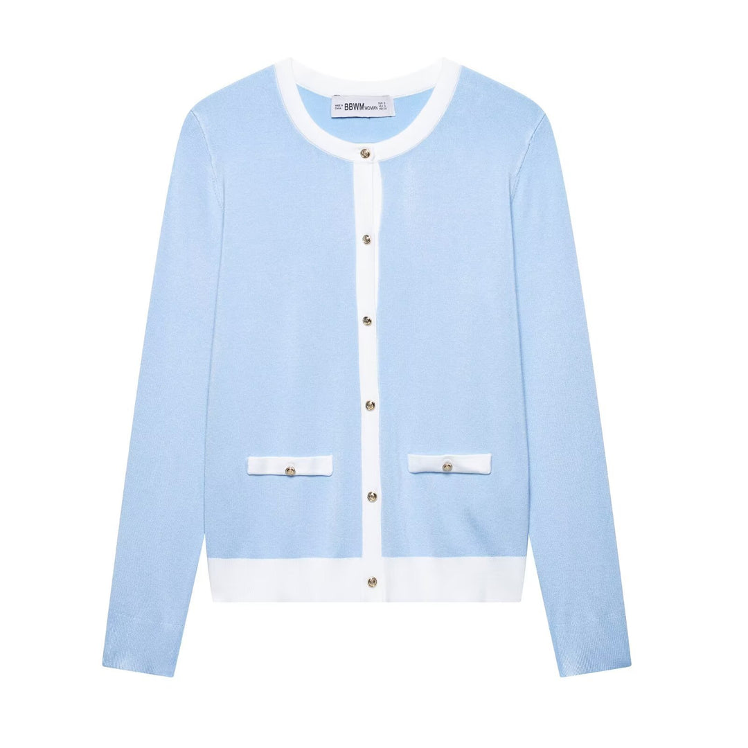 Damen elegante Strickjacke mit dekorativen Knöpfen und Taschen Drune