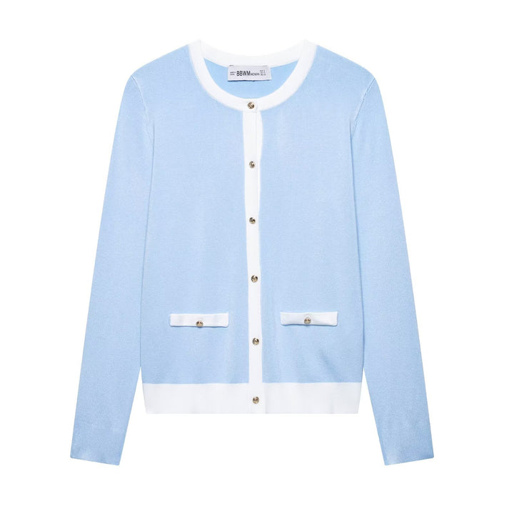 Damen elegante Strickjacke mit dekorativen Knöpfen und Taschen Drune