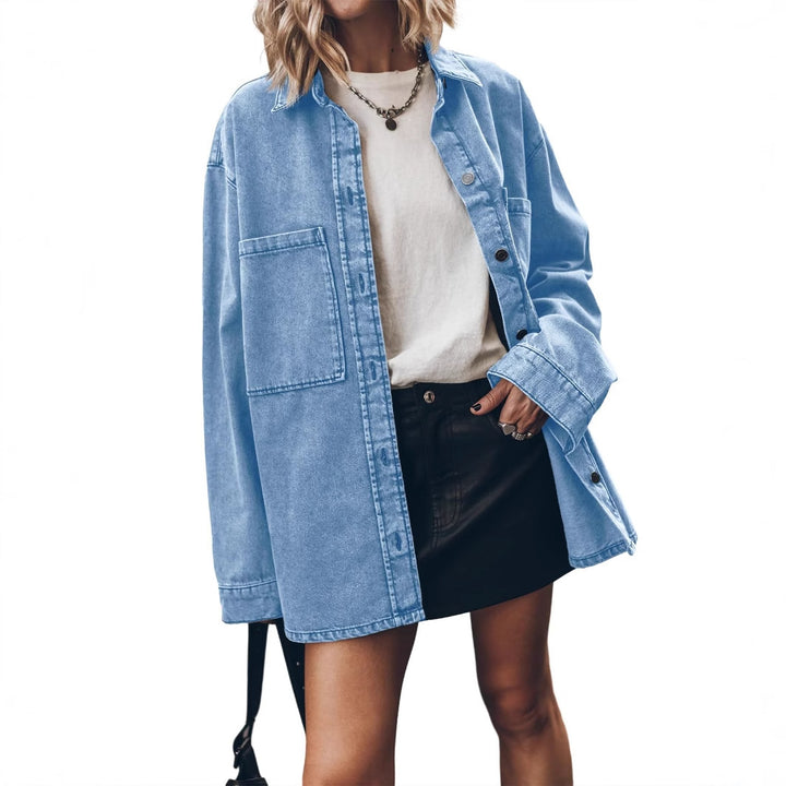Damen Oversized Denim Hemdjacke Drune