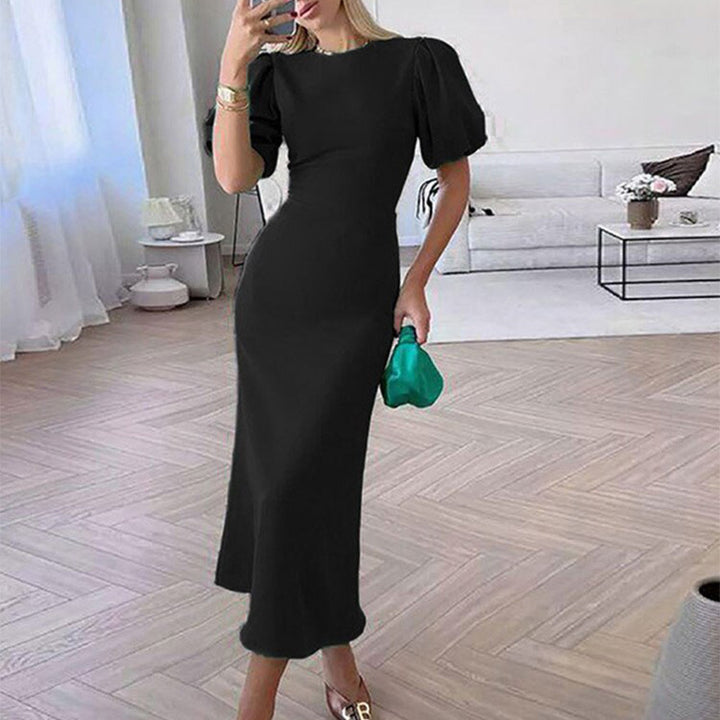 Damen Maxikleid mit voluminösen Ärmeln und figurbetontem Schnitt Drune