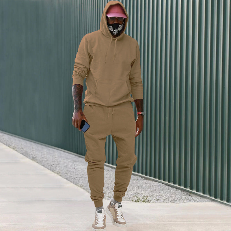 Herren nan lässiges Hoodie- und Jogging-Set aus French Terry mit Kängurutasche, gerippten Bündchen und elastischem Tunnelzugbund Drune