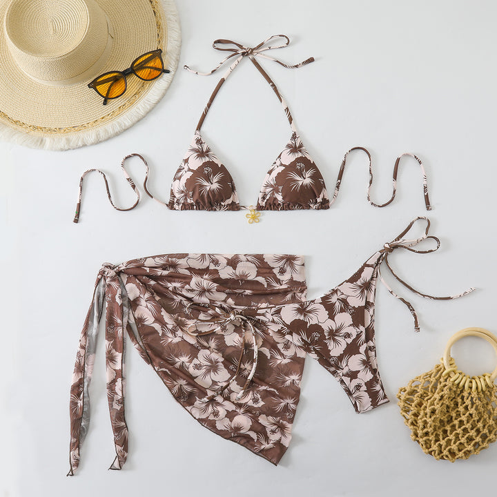 Damen Bikini-Set mit floralem Design und raffiniertem Wickelrock Drune